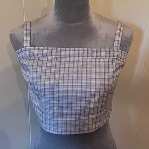 NWT Elodie Crop Top, Purple and Orange Plaid, Size Large